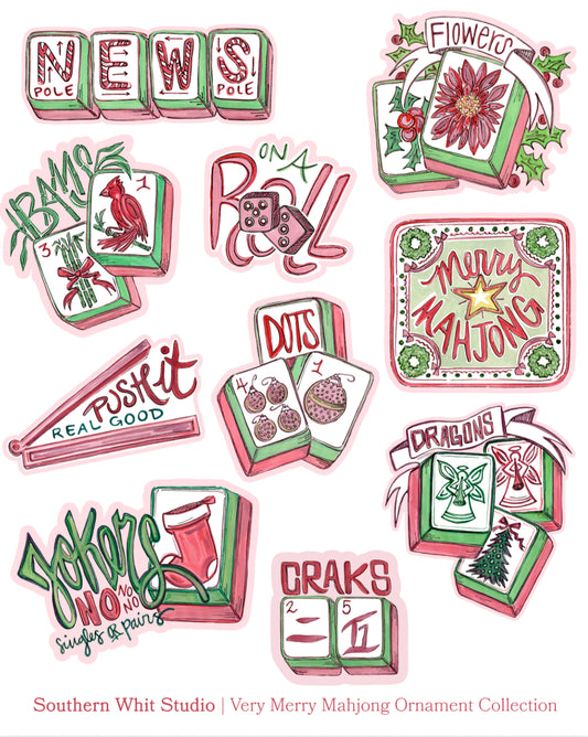 Very Merry Mahjong Ornament Collection | Boxed Set