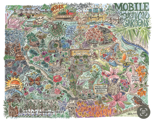 Mobile Botanical Gardens Map | Art Print