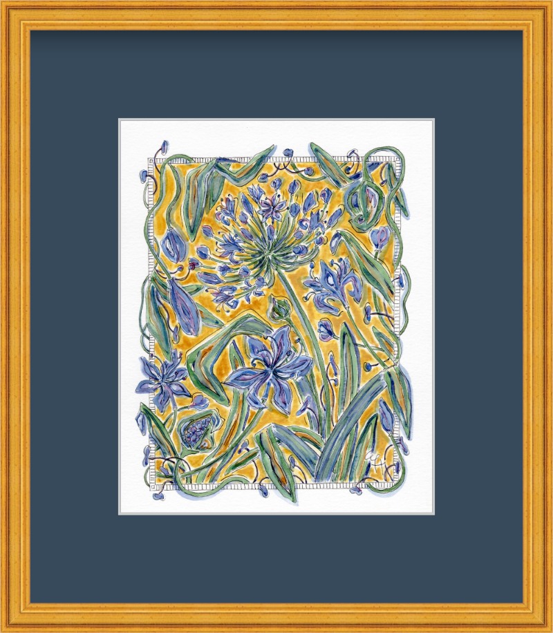 Framed Art Print | Warm Golden Ochre Tangled
