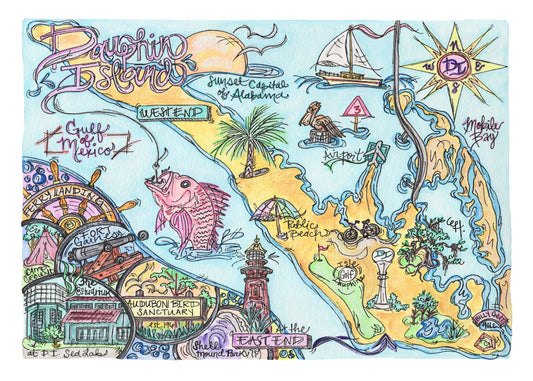 Dauphin Island Map | Art Print