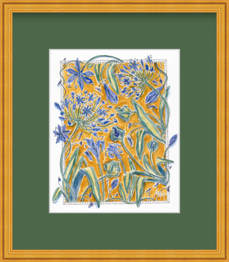 Framed Art Print | Dark Golden Ochre Tangled