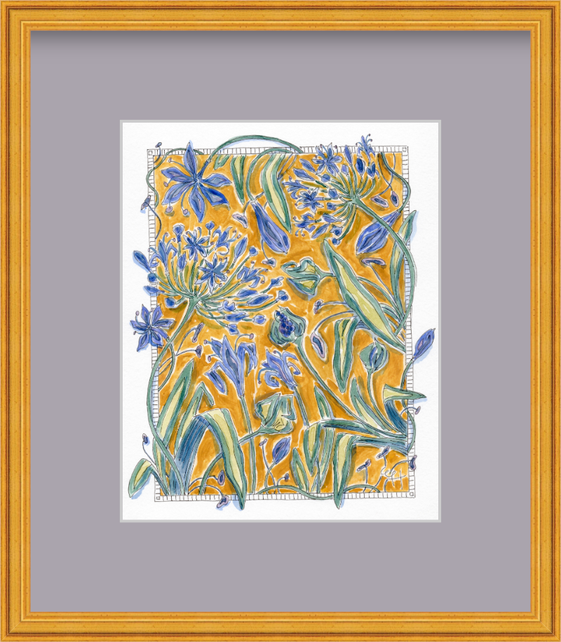 Framed Art Print | Dark Golden Ochre Tangled