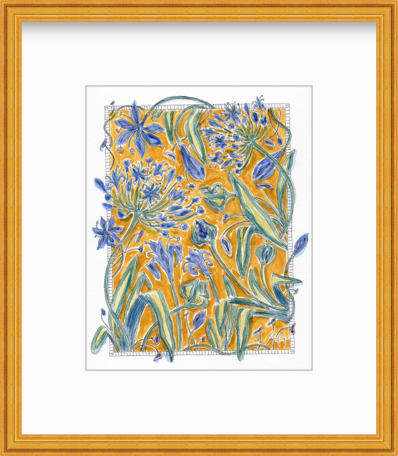 Framed Art Print | Dark Golden Ochre Tangled