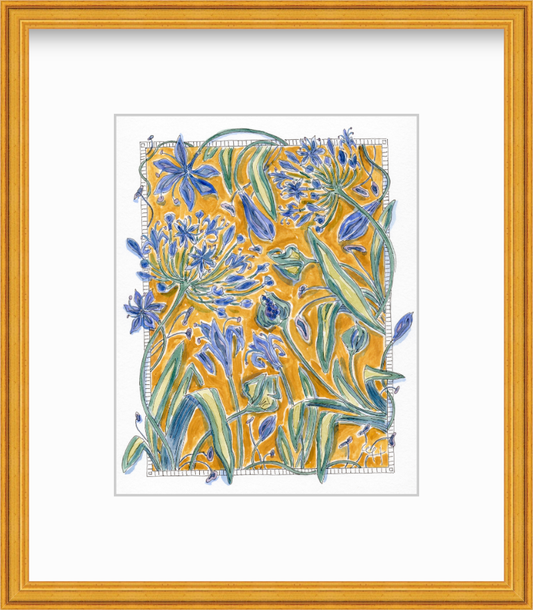Framed Art Print | Dark Golden Ochre Tangled
