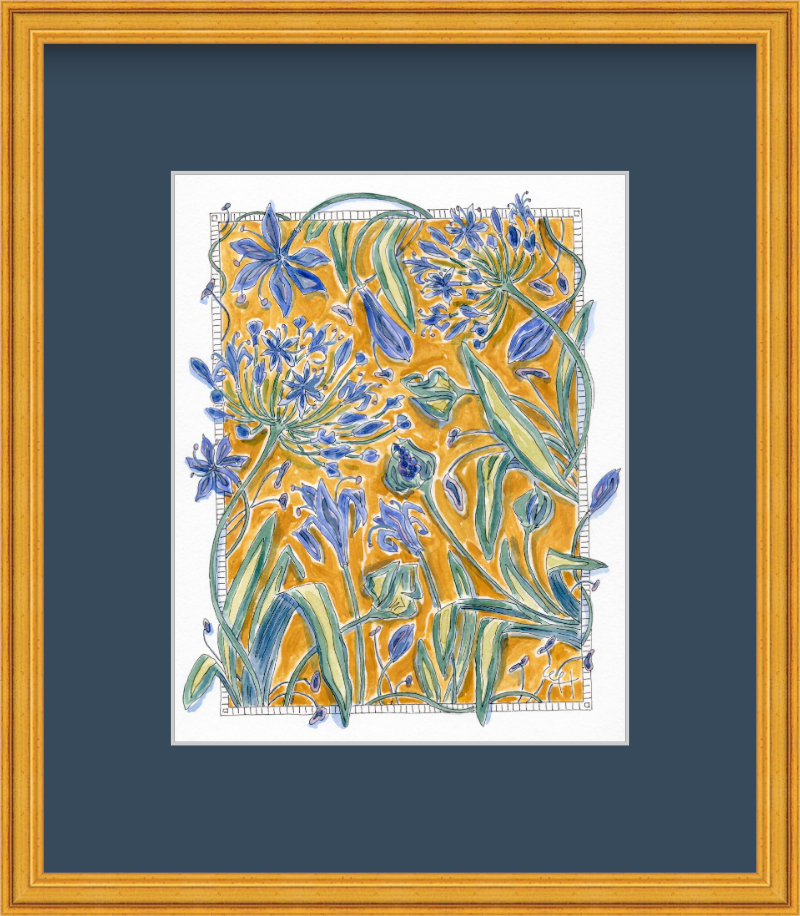 Framed Art Print | Dark Golden Ochre Tangled