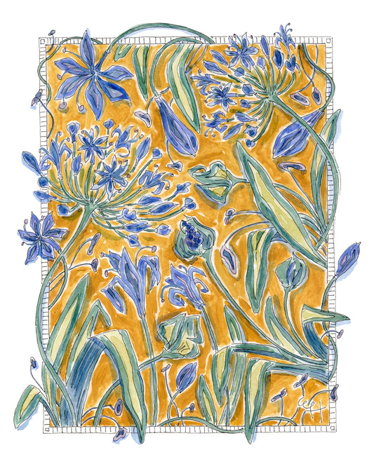 Art Print | Dark Golden Ochre Tangled