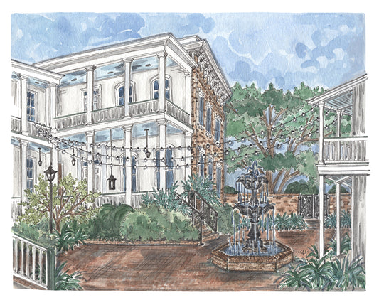 Ezell House Art Print | Courtyard View