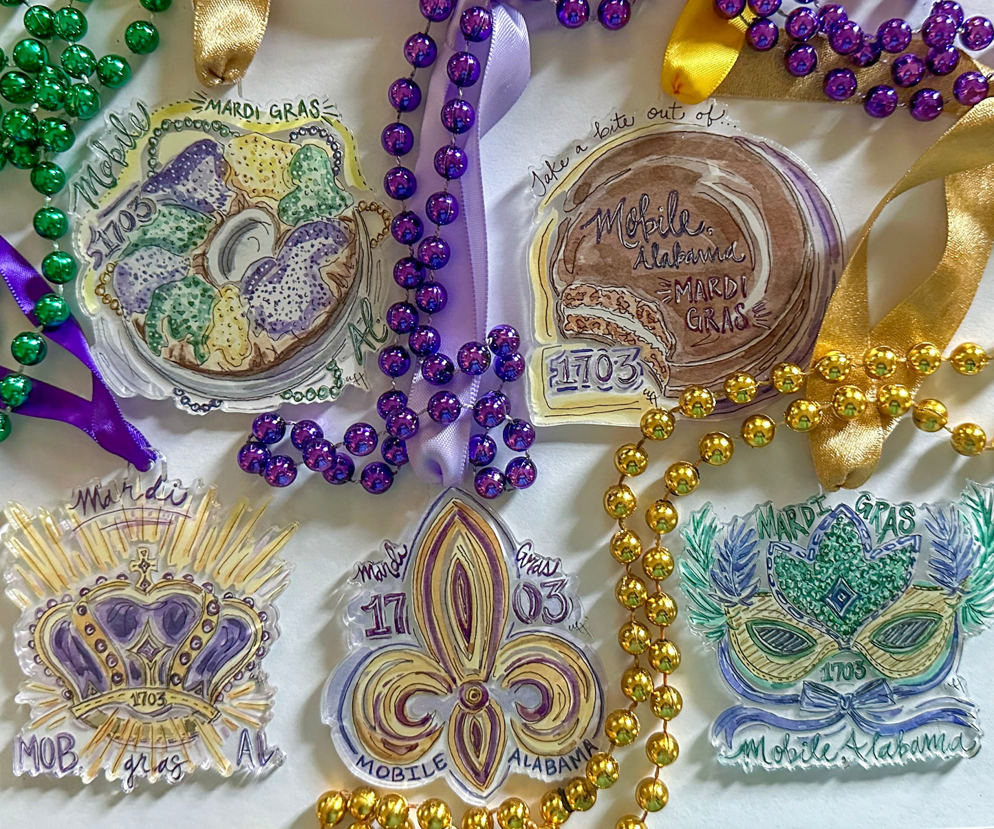 Mobile Mardi Gras Ornaments | Bottle Charms