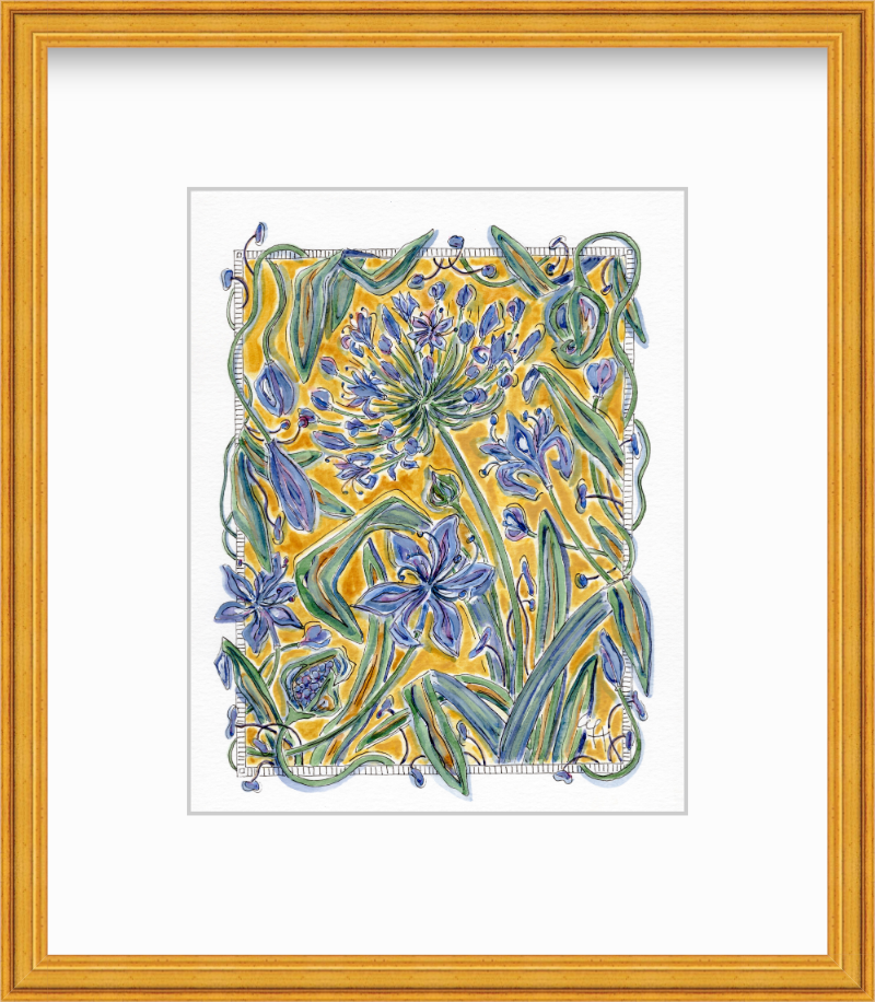 Framed Art Print | Warm Golden Ochre Tangled