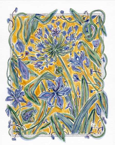 Art Print | Warm Golden Ochre Tangled
