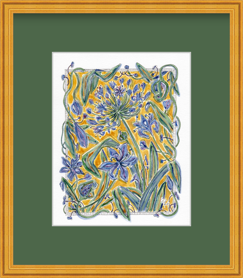 Framed Art Print | Warm Golden Ochre Tangled